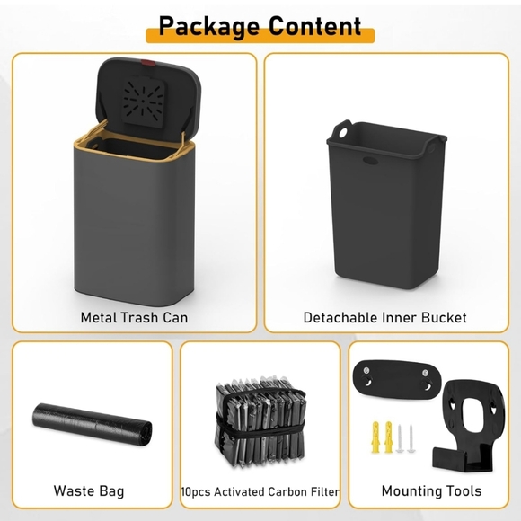 Outdoor Dog Poop Trash Can with Lid and Activated Carbon Filter Wall-Mounted - Picture 4 of 8